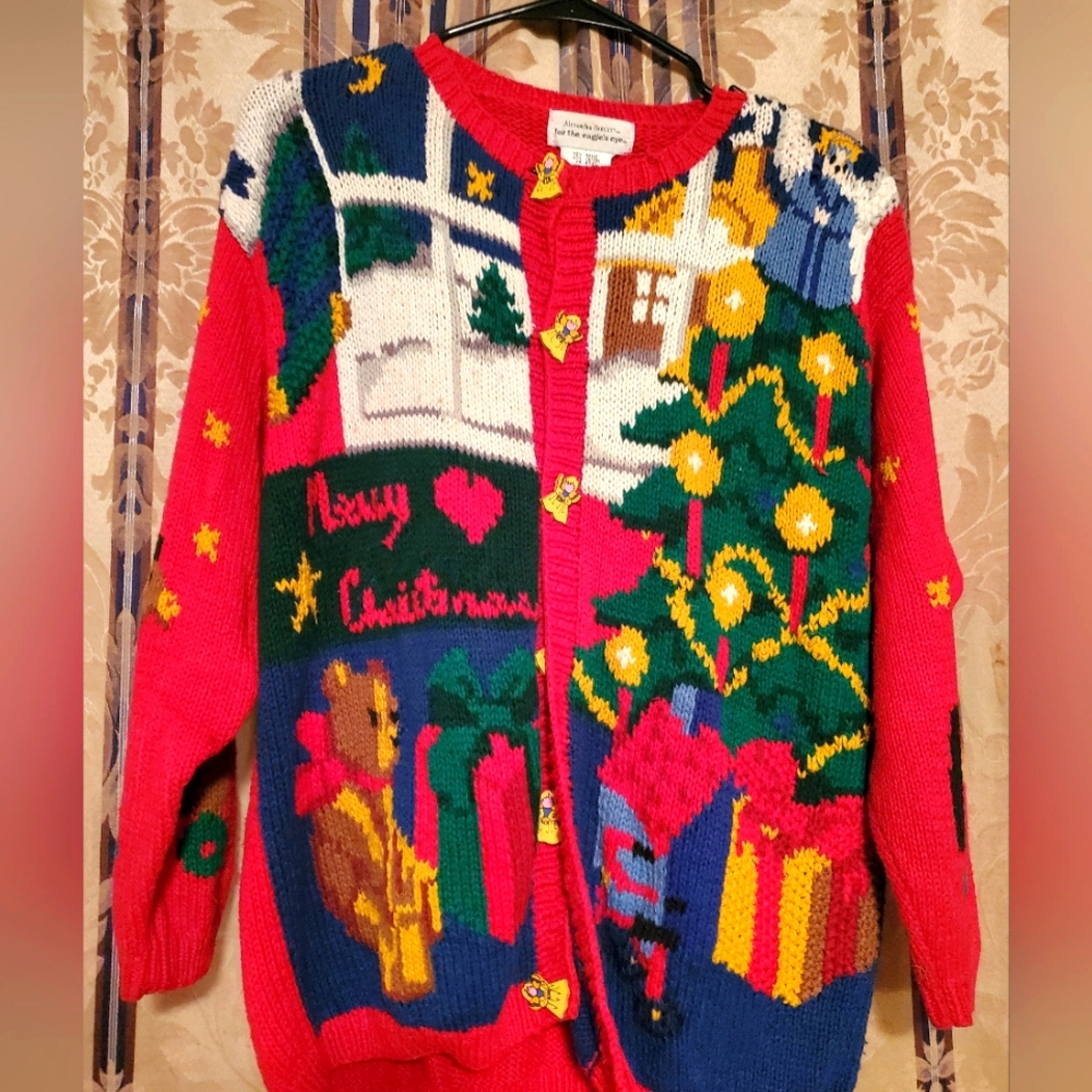 Alexandra Bartlett for the eagle's eye Christmas sweater/Cardigan PL